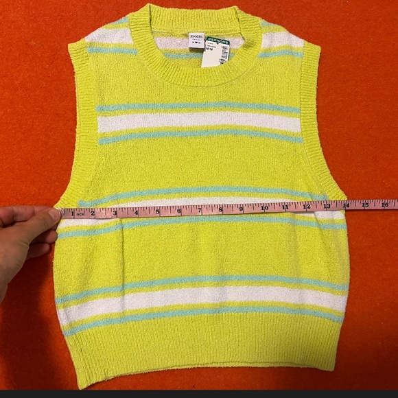 Lime green, blue and white stripe soft terry sweater tank NWT - Picture 8 of 9